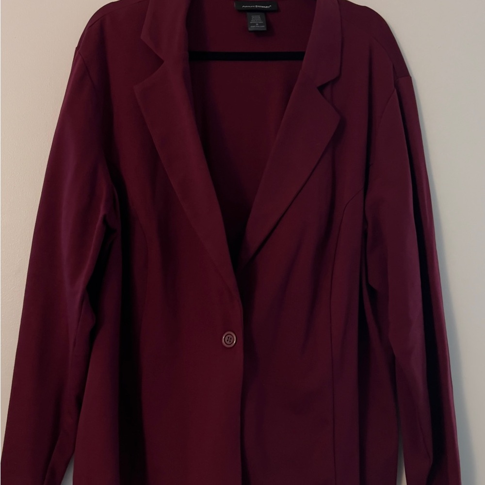 Ashley Stewart burgundy Blazer Tailored Suit Jacket and pants